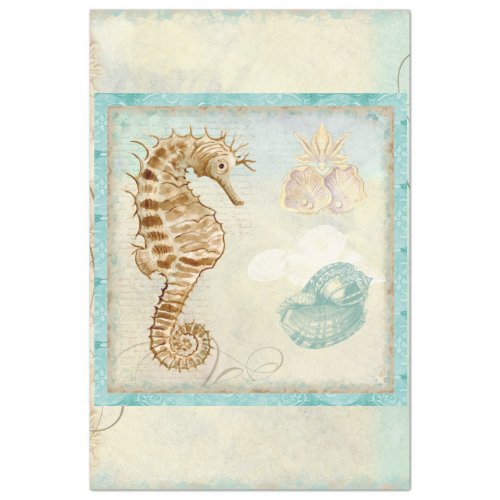Beach Seahorse Watercolor Ephemera Decoupage Art Tissue Paper