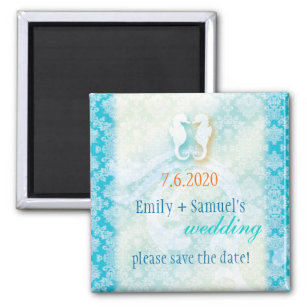 Beach Seahorse Wedding Save the Date Magnet