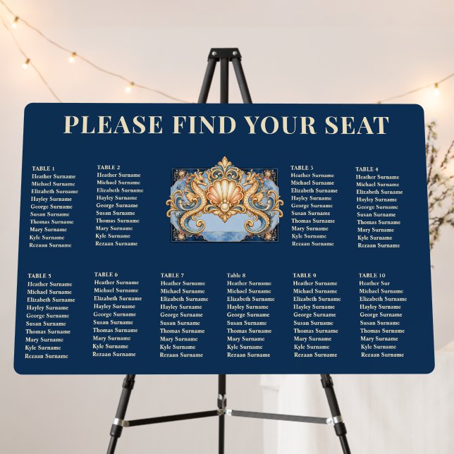 Beach seahorse wedding seating 100 guests foam board (In Situ (Stand))