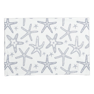 Beach Sealife Starfish Blue and White Patterned Pillow Case