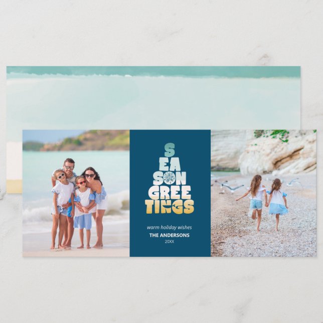 Beach Seas And Greetings Holiday Card (Front/Back)