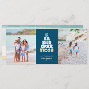 Beach Seas And Greetings Holiday Card