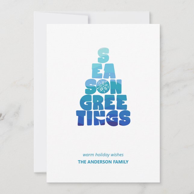 Beach Seas And Greetings Holiday Card (Front)