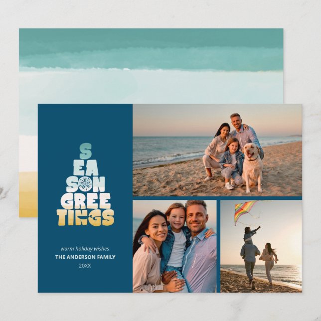Beach Seas And Greetings Holiday Card (Front/Back)