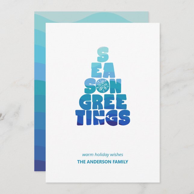 Beach Seas And Greetings Holiday Card (Front/Back)