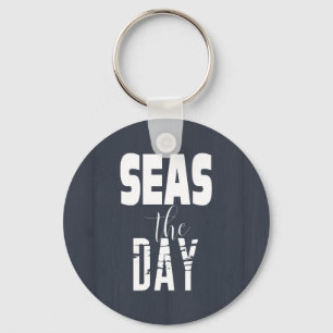 Beach Seas The Day Bold Quote Keychain