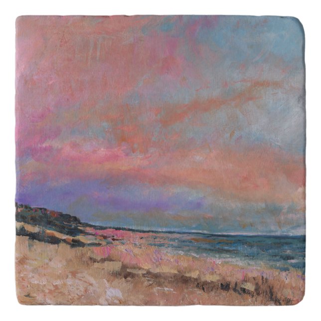 Beach Seascape Fine Art Beach Painting Trivet (Front)