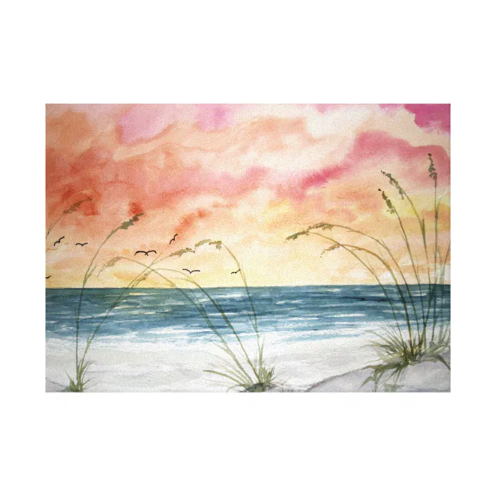 Download Beach Seascape Watercolor Painting Canvas Print Zazzle Com