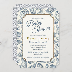 Beach Seashell Baby Shower Invitation
