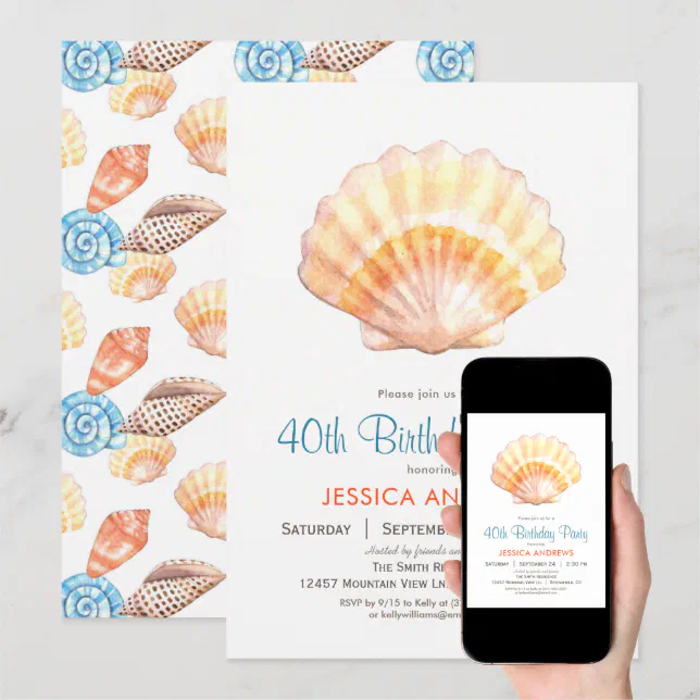 Beach Seashell Birthday Party Invitation | Zazzle