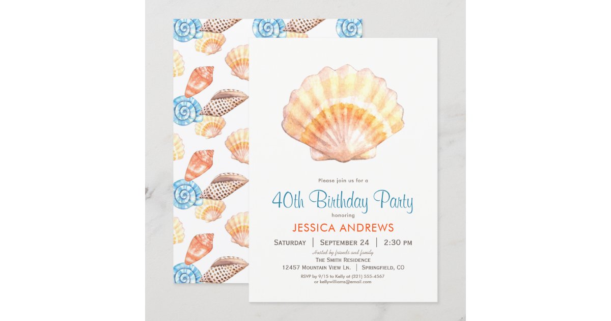 Beach Seashell Birthday Party Invitation | Zazzle