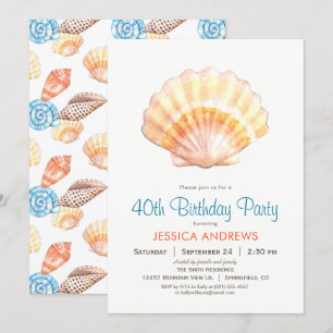 Beach Seashell Birthday Party Invitation