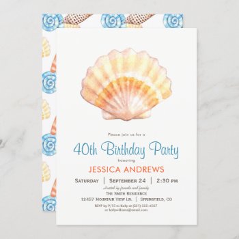 Beach Seashell Birthday Party Invitation by Card_Stop at Zazzle