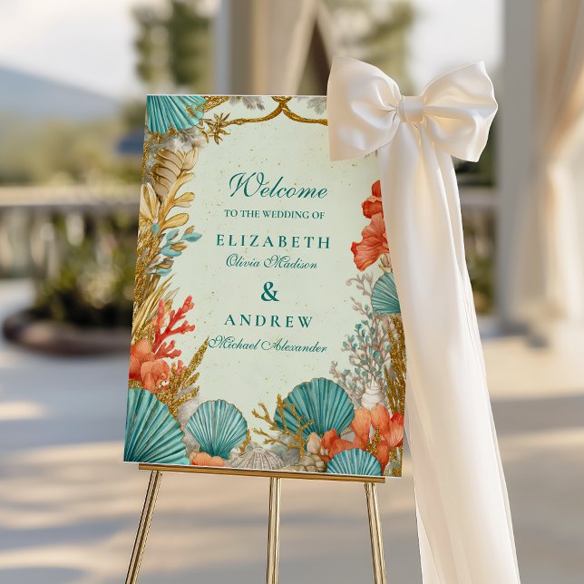 Beach Seashell Botanical Wedding Foam Board (Creator Uploaded)