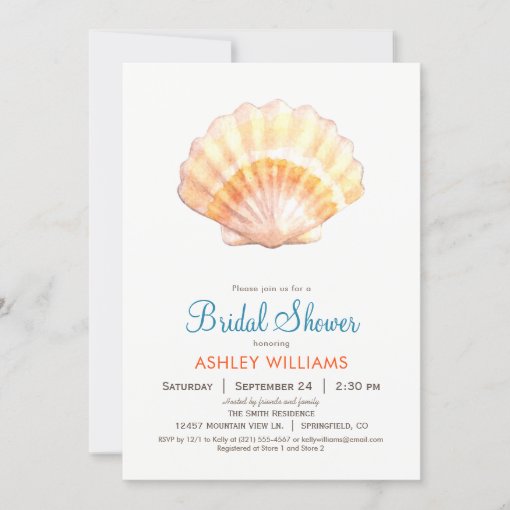 Beach Seashell Bridal Shower Invitation Zazzle