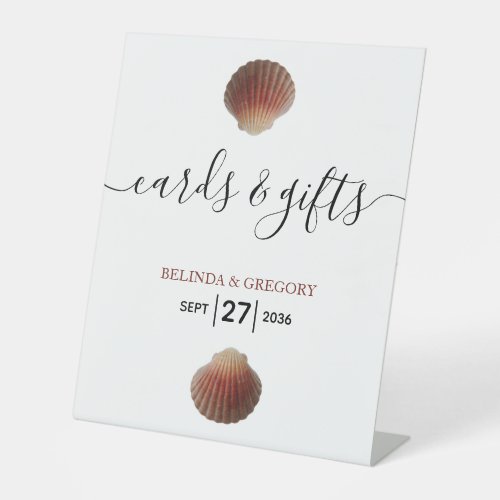 Beach Seashell Clams Wedding Cards  Gifts Pedestal Sign