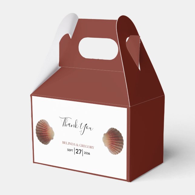 Beach Seashell Clams Wedding Favor Boxes (Front Side)