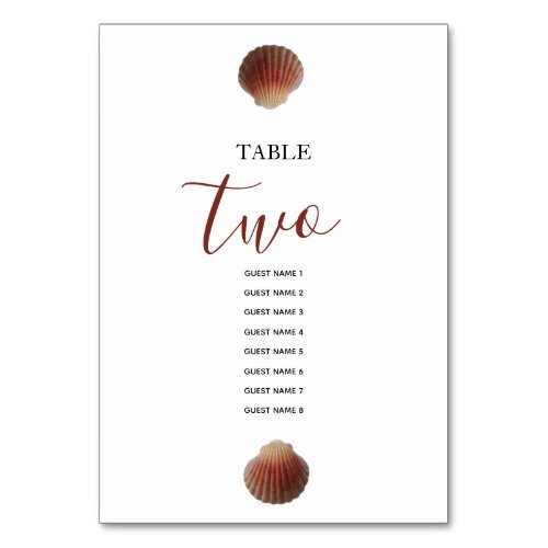 Beach Seashell Clams Wedding Guest Names Table Number