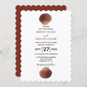 Beach Seashell Clams Wedding Invitations