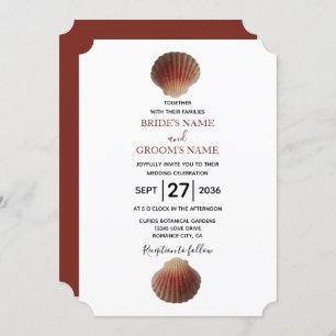 Beach Seashell Clams Wedding Invitations