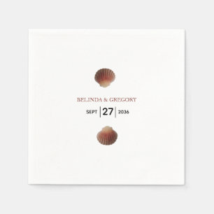 Beach Seashell Clams Wedding Napkins