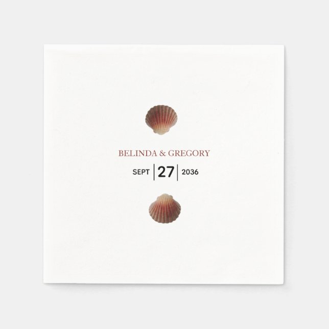 Beach Seashell Clams Wedding Napkins (Front)