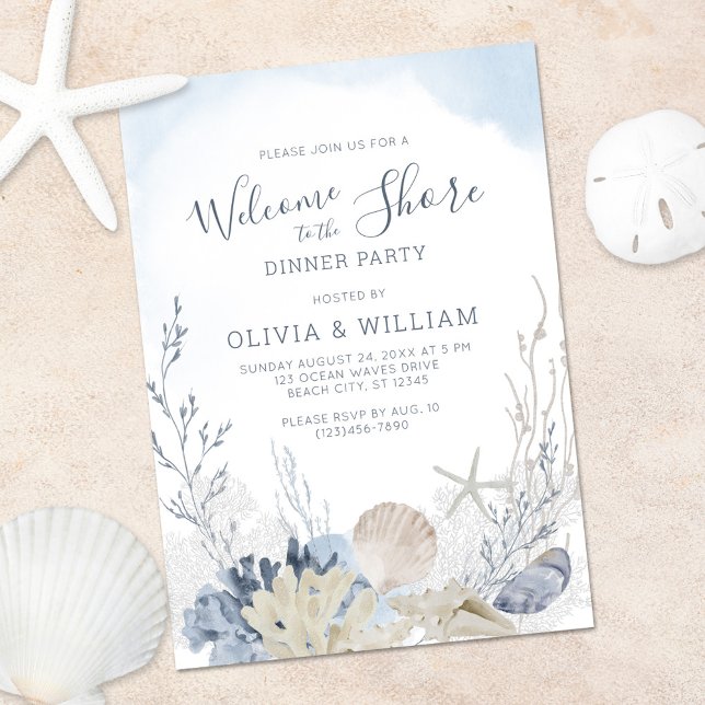 Beach Seashell Coastal Dinner Party  Invitation (Creator Uploaded)