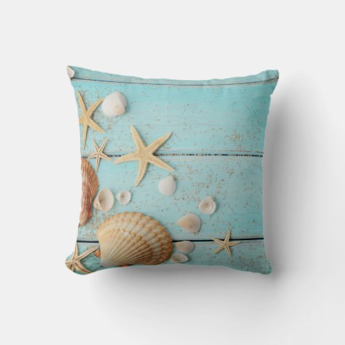 Beach Seashell Coastal Florida  Throw Pillow