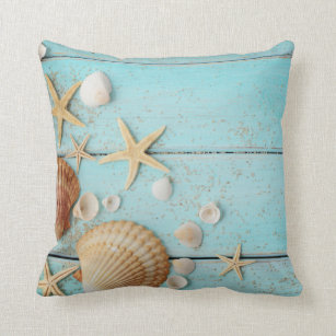 Coastal Horizon Blue Outdoor Throw Pillow Set