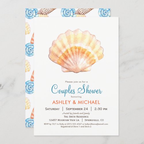 Beach Seashell Couples Shower Invitation