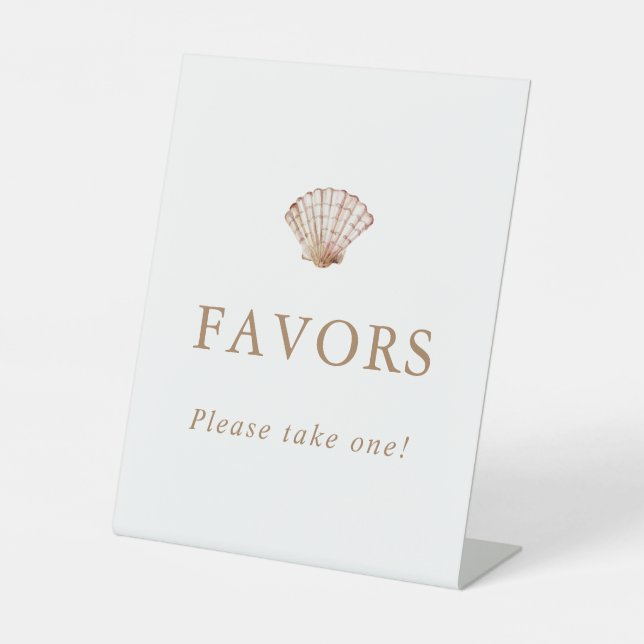 Beach Seashell Favors Pedestal Sign (Front)