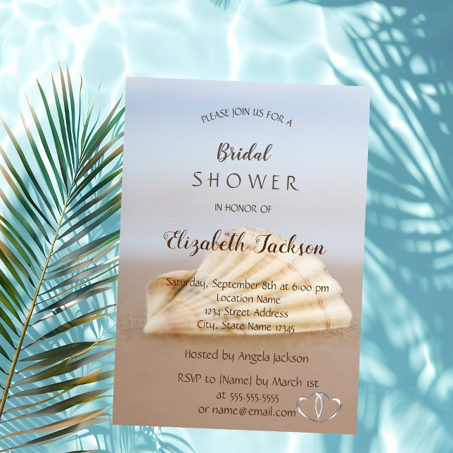 Beach Seashell , Hearts  Bridal Shower Invitation (Creator Uploaded)