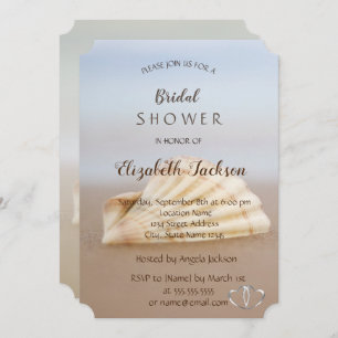 Beach Seashell , Hearts Bridal Shower Invitation