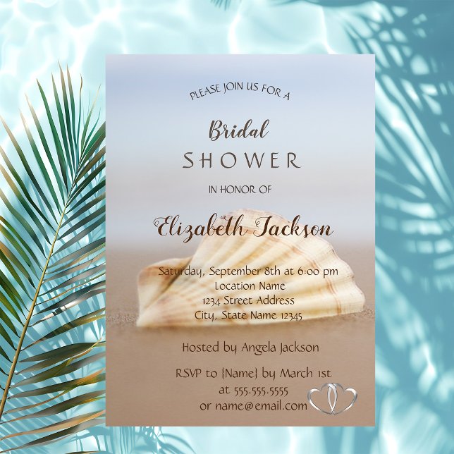 Beach Seashell, Hearts Reception Invitation (Creator Uploaded)