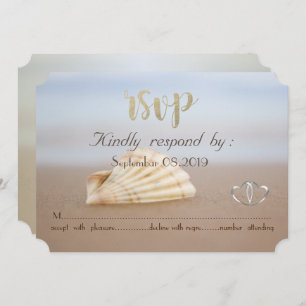 Beach Seashell, Hearts RSVP Invitation
