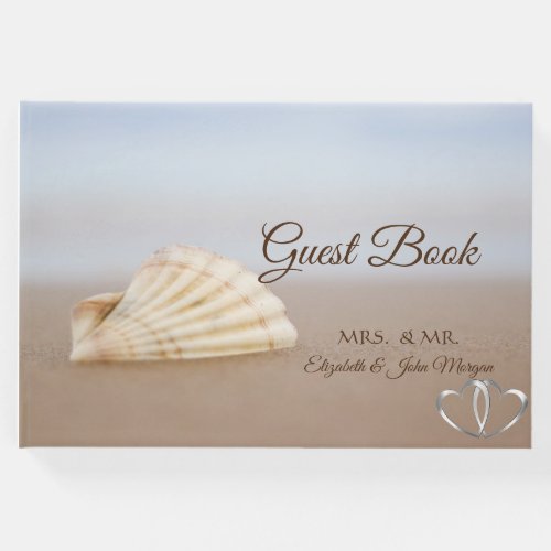 Beach Seashell Hearts  Wedding Guest Book