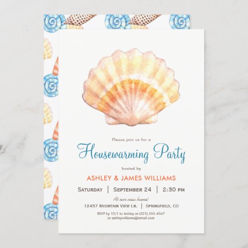Beach Seashell Housewarming Party Invitation