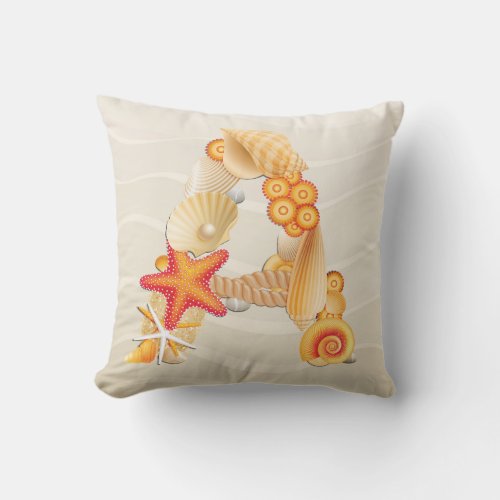 Beach Seashell Monogram Pillow _ SRF