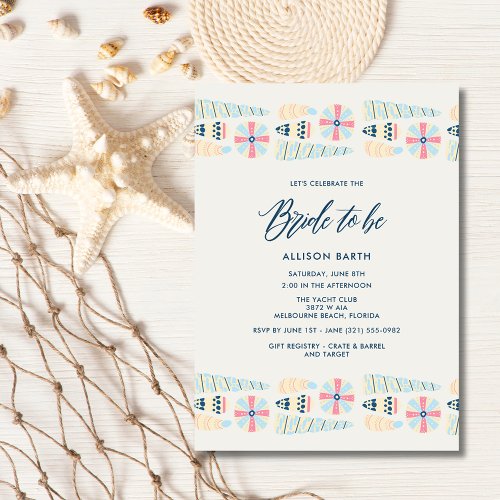 Beach Seashell Nautical Bridal Shower Party Invitation