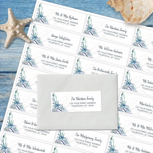 Beach Seashell Ocean Wedding Guest Address Labels