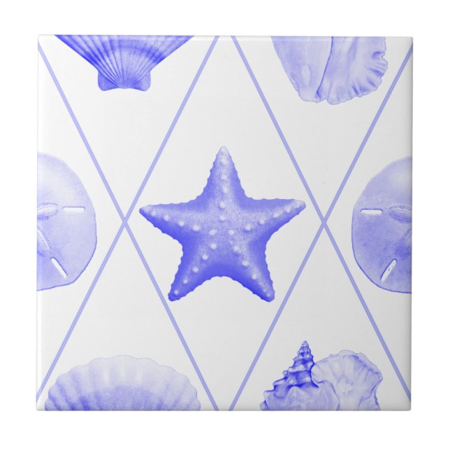 Beach Seashell Pattern Ceramic Tile (Front)