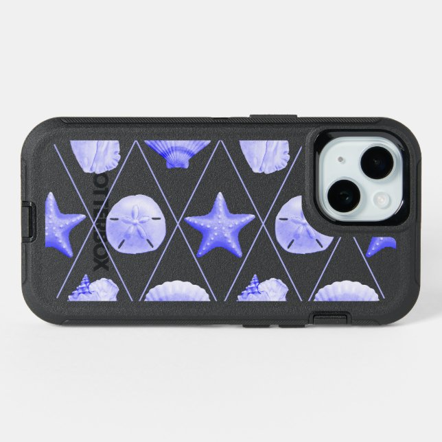 Beach Seashell Pattern iPhone 15 Case (Back Horizontal)