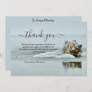 Beach Seashell Photo Celebration Of Life Thank You Card
