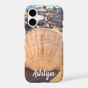 Beach Seashell Photo Custom Name Script Bold iPhone 17 Case