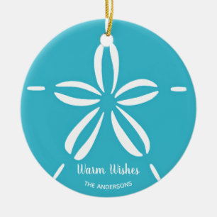 Beach Seashell Sand Dollar Coastal Christmas Ceramic Ornament
