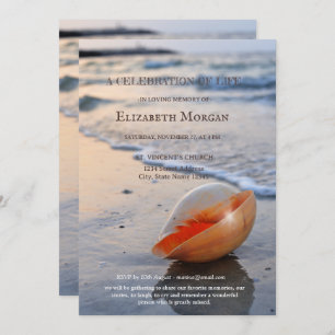 Beach Seashell Sea Celebration Of Life Invitation