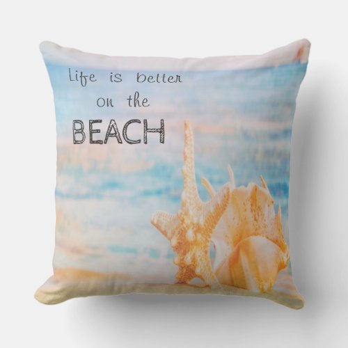 BeachSeashellSeastar Throw Pillow