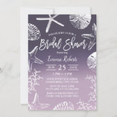 Beach Seashell Starfish Purple Ombre Bridal Shower Invitation (Front)