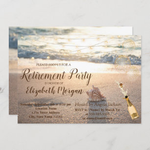 Beach,Seashell,Wine Retirement Party Invitation