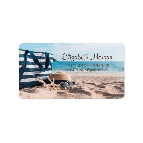 Beach Seashells Bag Sunglasses Label